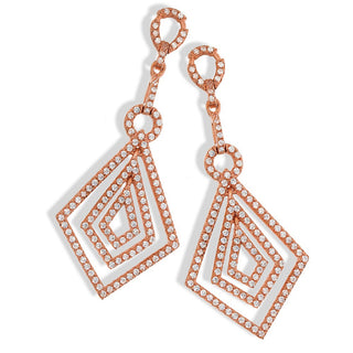 Micro Pave Rose Coated Fancy Drop CZ Earrings