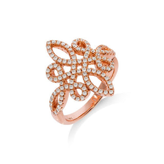 Micro Pave Rose Coated Fancy Silver CZ Ring