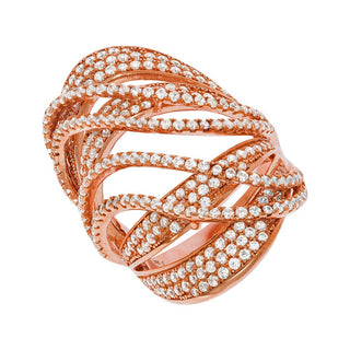 Micro Pave Rose Coated Fancy Silver CZ Ring (£160)