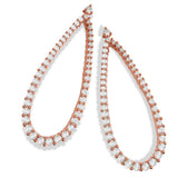 Micro Pave Rose Coated Pear Shape Drop CZ Earrings