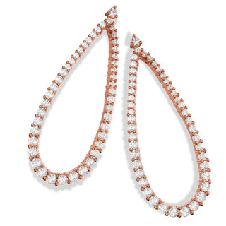 Micro Pave Rose Coated Pear Shape Drop CZ Earrings
