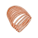 Micro Pave' Rose Coated & Silver 12 Row's Of CZ Ring