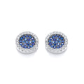 Micro Pave' Round Blue CZ Stud Earrings