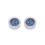 Micro Pave' Round Blue CZ Stud Earrings