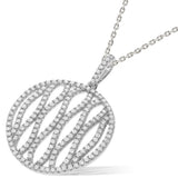 Micro Pave Round Fancy CZ Pendant With 18" Chain
