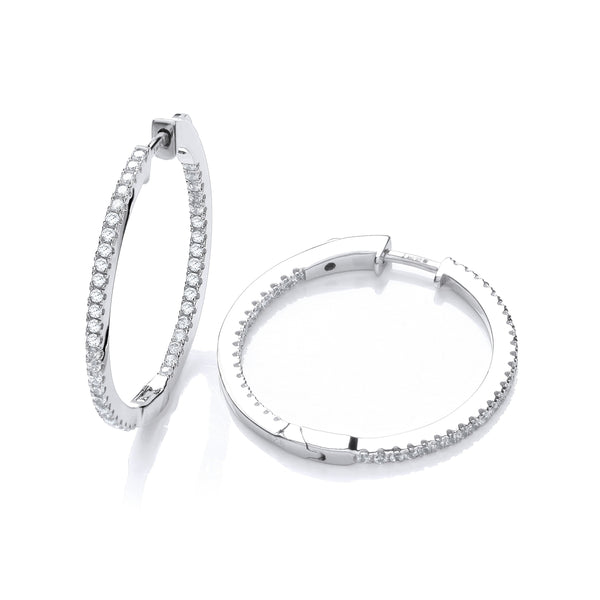 Micro Pave' Round Hoop CZ Earrings