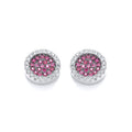 Micro Pave' Round Pink CZ Stud Earrings
