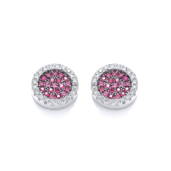 Micro Pave' Round Pink CZ Stud Earrings