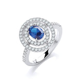 Micro Pave' Sapphire Blue & Clear CZ Ring
