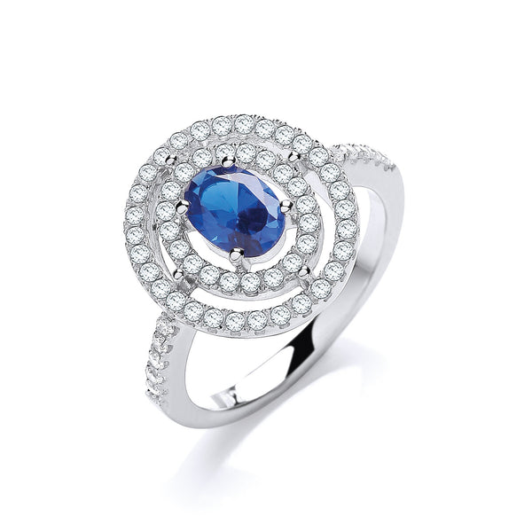Micro Pave' Sapphire Blue & Clear CZ Ring