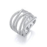 Micro Pave' Six Rows Of Clear CZ Ring