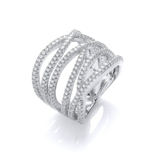 Micro Pave' Six Rows Of Clear CZ Ring