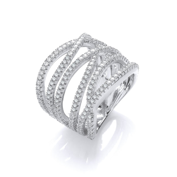 Micro Pave' Six Rows Of Clear CZ Ring