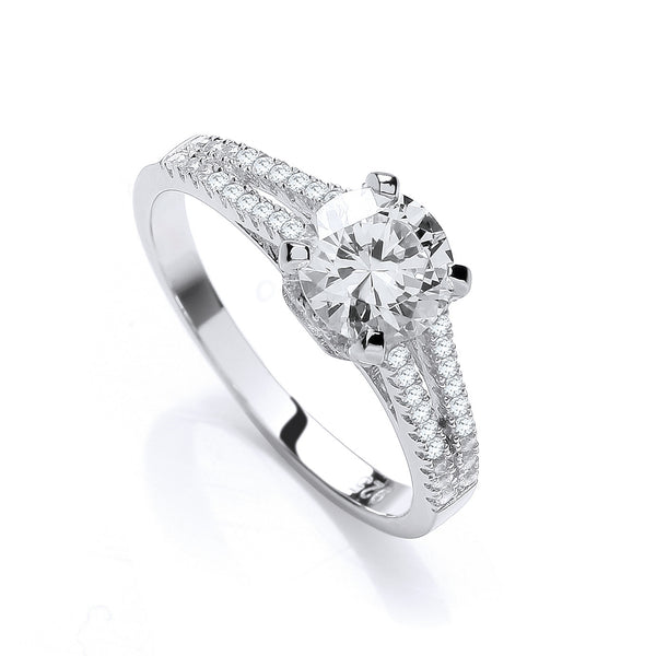 Micro Pave' Split Shank Solitaire CZ Ring