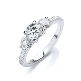 Micro Pave' Trilogy Ring & CZ On Shoulder