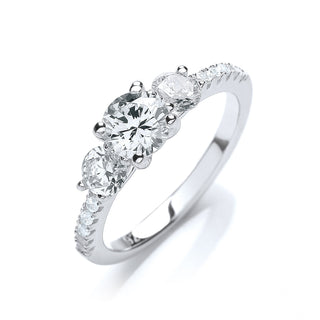 Micro Pave' Trilogy Ring & CZ On Shoulder