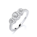 Micro Pave' Trilogy Round Brilliant CZ 'S Ring