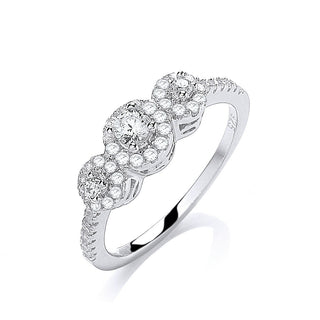 Micro Pave' Trilogy Round Brilliant CZ 'S Ring