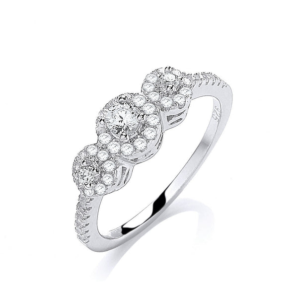 Micro Pave' Trilogy Round Brilliant CZ 'S Ring