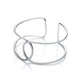 Micro Pave' Two Row CZ Interlocking Cuff Silver Bangle