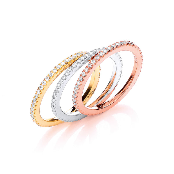Micro Pave' W/y/r Full Et CZ Ring