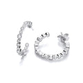 Mill Grain Edge Rubover Set CZ Hoop Earrrings