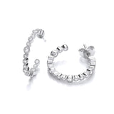 Mill Grain Edge Rubover Set CZ Hoop Earrrings