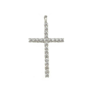 18K White Gold 1.02ct Diamond Cross Pendant