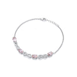 Morganite Oval CZ Infinity Ladies Silver Bracelet