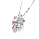 Multi Colour Rubover Set CZ Pendant With Chain