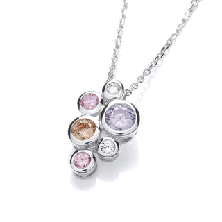Multi Colour Rubover Set CZ Pendant With Chain