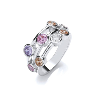 Multi Colour Rubover Set CZ Ring