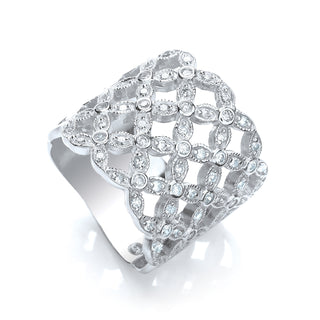 Multi-row Fancy Flower CZ Ring