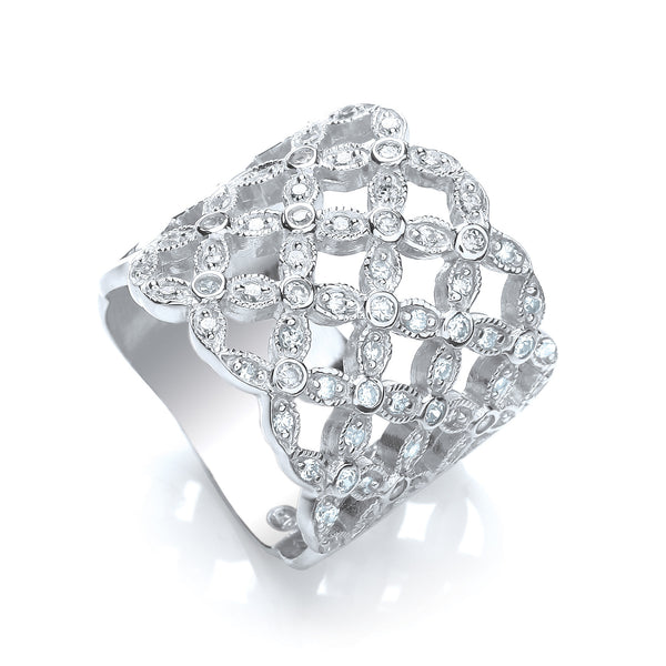 Multi-row Fancy Flower CZ Ring