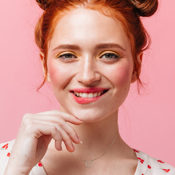 18K Rose Gold Diamond Heart Necklace
