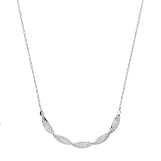 Necklace With Half Twisted Part With CZ On Chain