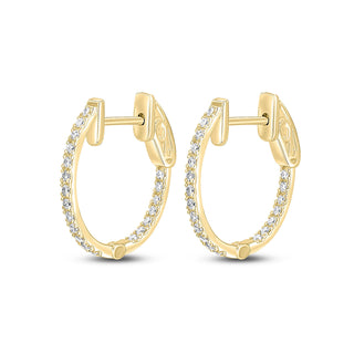 18K Yellow Gold 15mm Diamond Oval Hoop Earrings