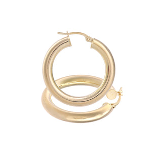 9K Yellow Gold Plain 27mm Hoop Earrings