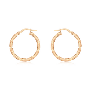 9K Rose Gold Twist Hoop Earrings