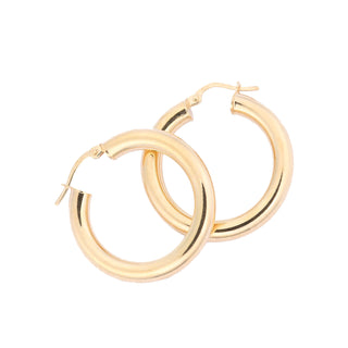 9K Yellow Gold Plain 27mm Hoop Earrings