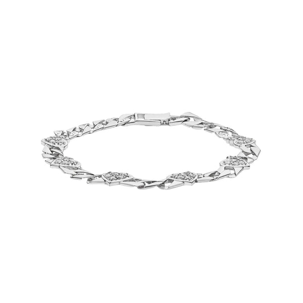 Sterling Silver Cubic Zirconia Heart Bracelet 7.5"