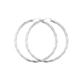 Sterling Silver 60mm Twisted Hoop Earrings