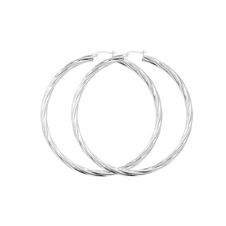 Sterling Silver 60mm Twisted Hoop Earrings