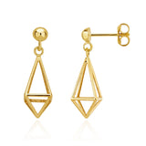 9K Yellow Gold Prism Drop Earrings