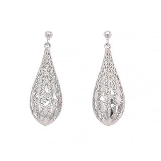9K White Gold Drop Earrings