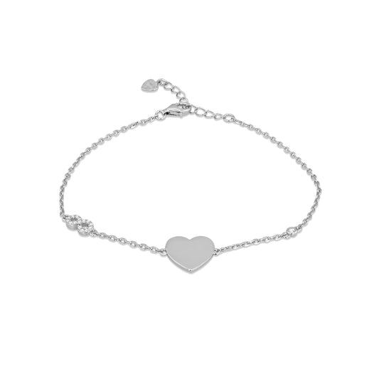 Sterling Silver Cubic Zirconia Heart & Infinity Bracelet