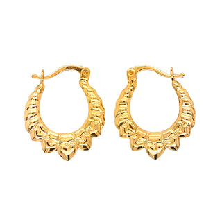 9K Yellow Gold Heart Hoop Earrings