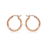 9K Rose Gold Diamond Cut Creole Hoop Earrings