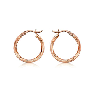 9K Rose Gold Diamond Cut Creole Hoop Earrings