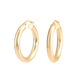 9K Yellow Gold Plain 27mm Hoop Earrings